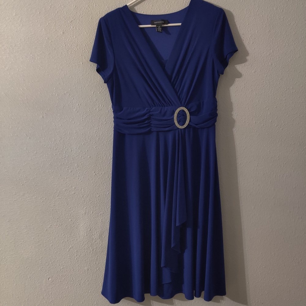 R&M Richards Royal Blue Midi Dress with Embellished Belt